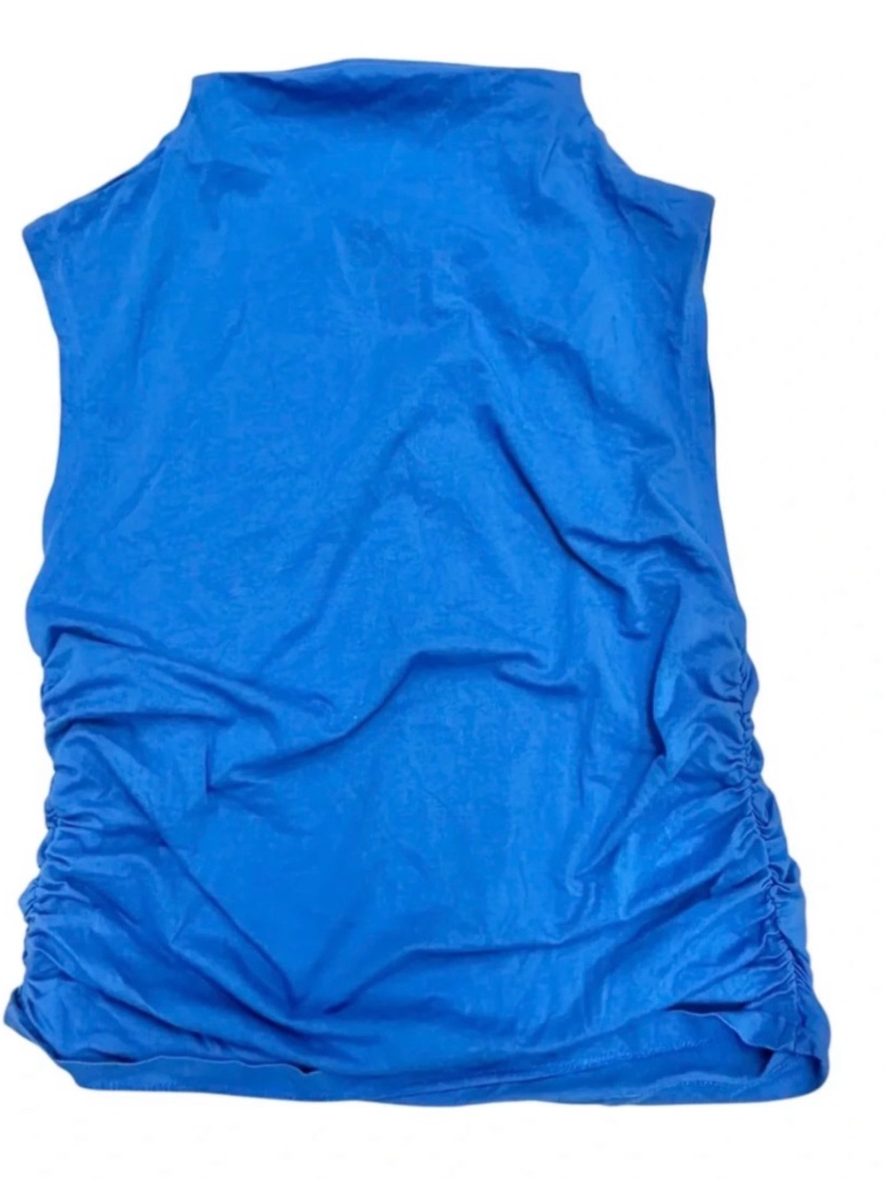 Maeve - Sleeveless Ruched Side Tank Top - Blue - Size Large